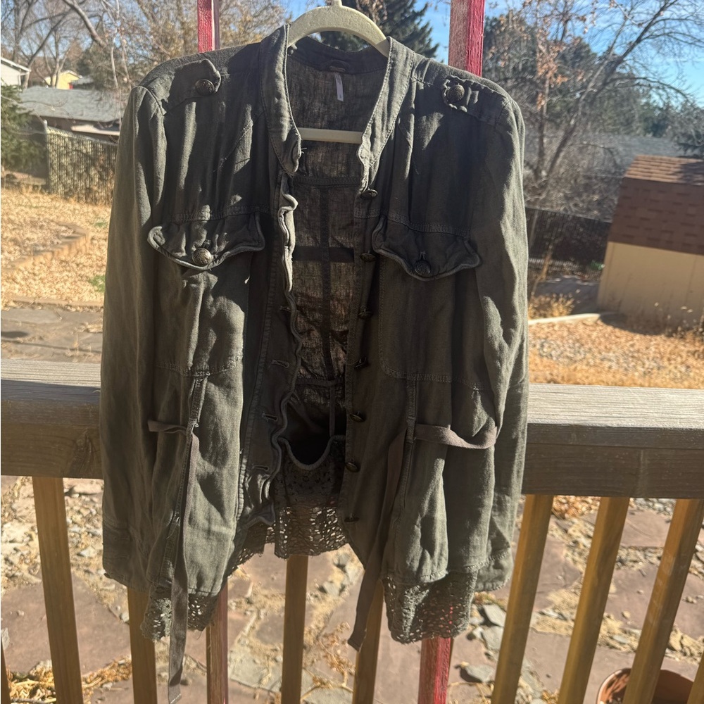 Free People Olive Military style Jacket - Picture 4 of 9